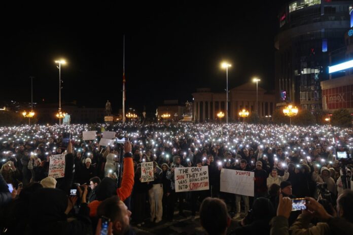 Protest in Skopje after the nightclub fire in Kocani